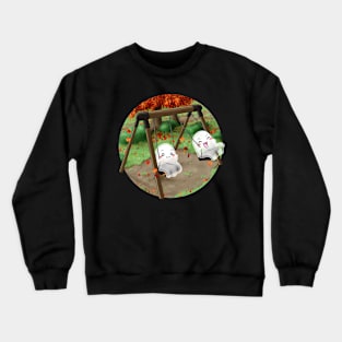 Kawaii Ghosts - Two ghosts swinging at the park Crewneck Sweatshirt